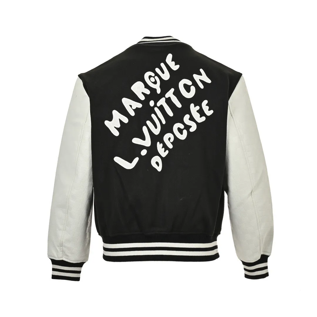 Louis Vuitton/Louis Vuitton 24Fw pearl embroidered letter baseball jacket